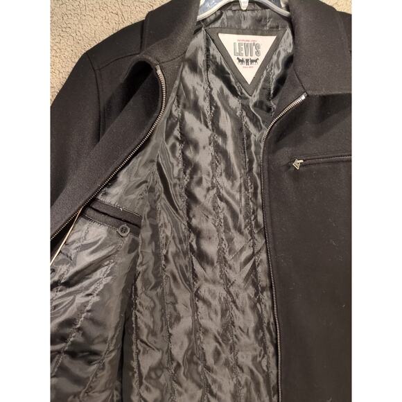 Levi’s Black Wool Blend Coat Men’s Medium – Full Zip, Vintage Lined, Utility - Picture 4 of 8